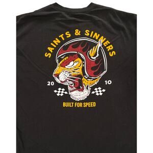 Red Devil Built For Speed Tiger Saints & Sinners Black Racing T Shirt Sz.2XL